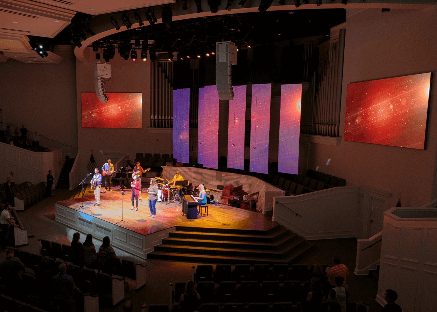 immersive worship experience created using modern audio, video and lighting