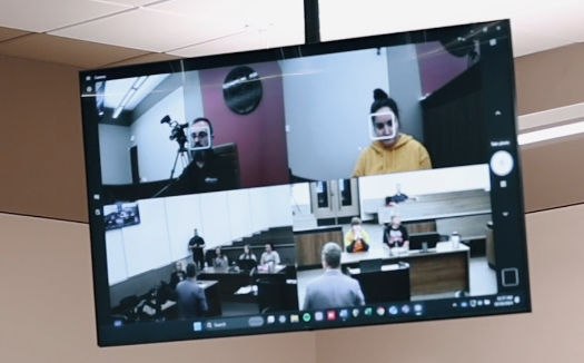 The new video camera system supports multiple live streaming cameras, providing the press with access to the footage. This photo displays a monitor with four camera feeds, making it easy for the press to access the footage without competition.
