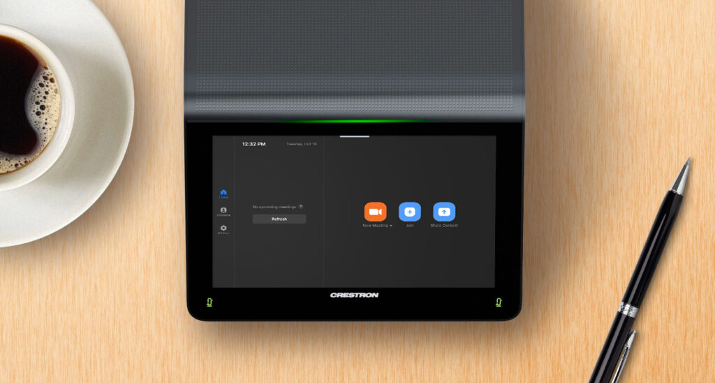Touch screen native room controls allows ease of use as one person can control the meeting without even bringing a device.