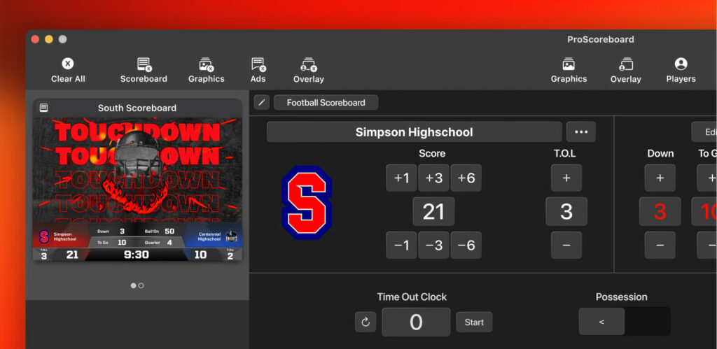 a screenshot showing ProScoreboard in use