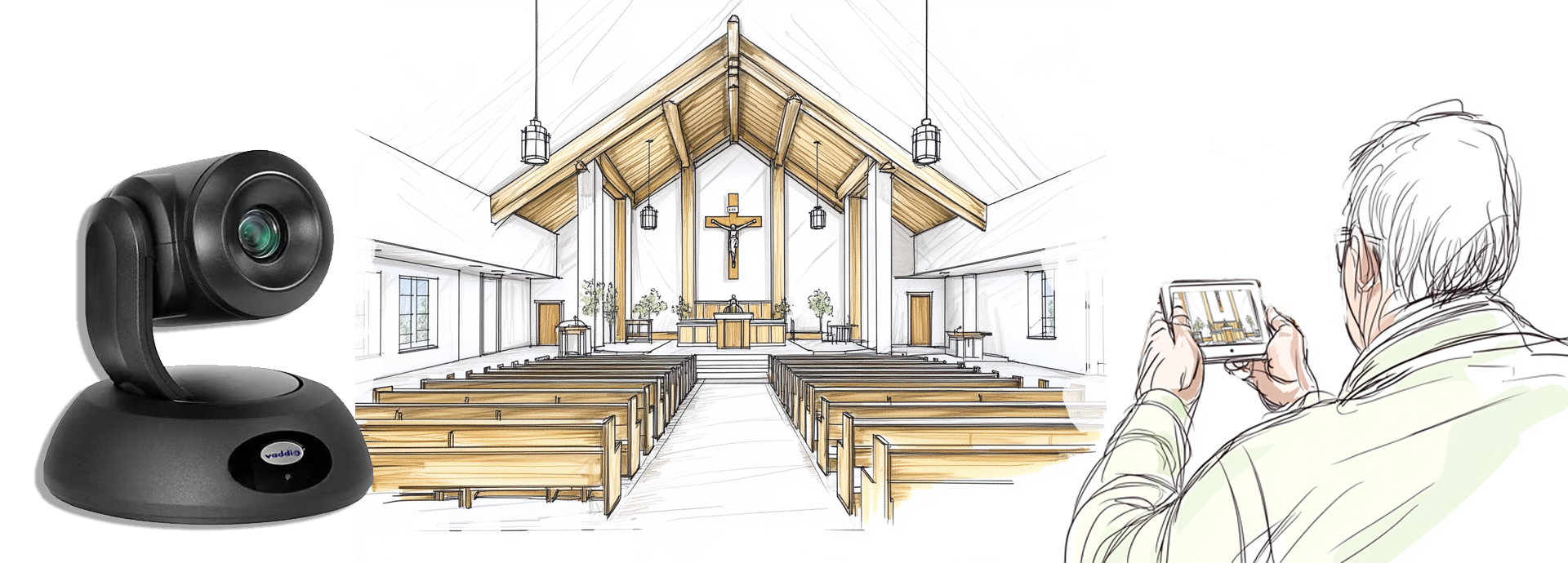 AV trends A PTZ Camera (Pan-tilt-zoom) commonly used for church service streaming