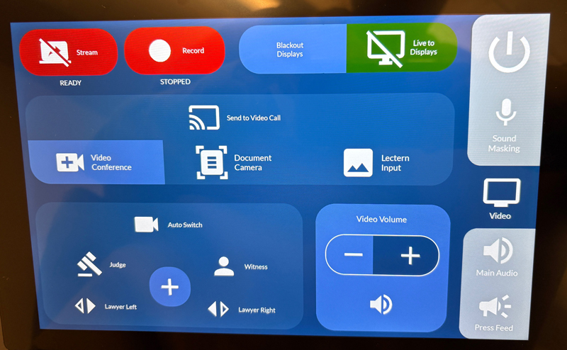 a simple touchscreen that anyone can use for a courtroom AV system