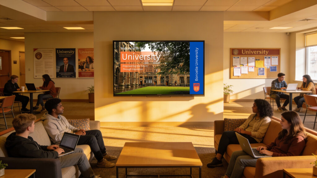 Digital signage at a university residence hall