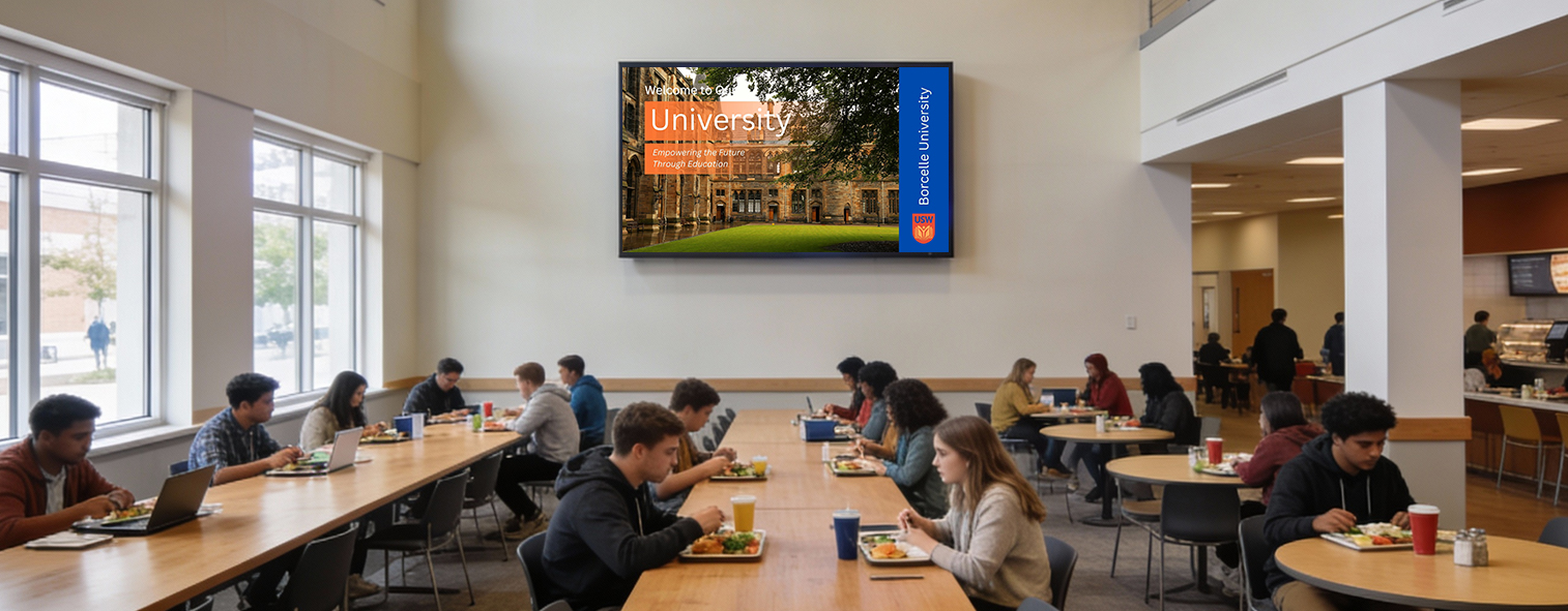 digital signage at a university dining hall