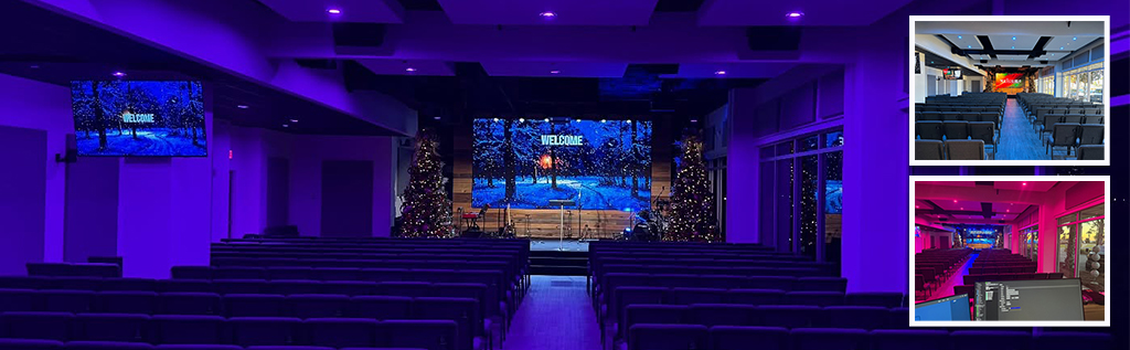 New professional audio video sound system at Windmark Beach Church in Windmark Beach, Fla.