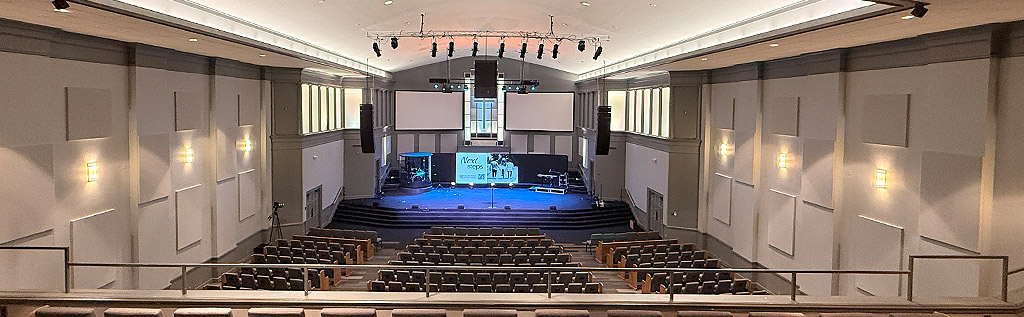 New professional audio video sound system at Windmark Beach Church in Windmark Beach, Fla.