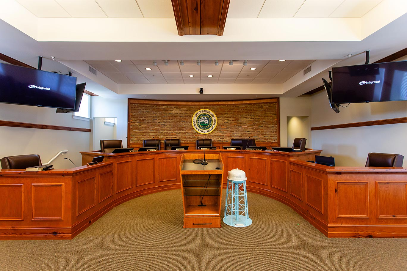 city-of-bainbridge-council-chambers-2 a control panel for the AV system at Savannah State University