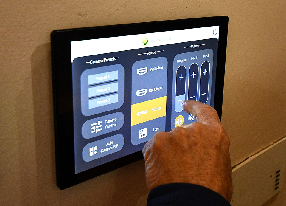 Crestron control panel at King Center in Atlanta
