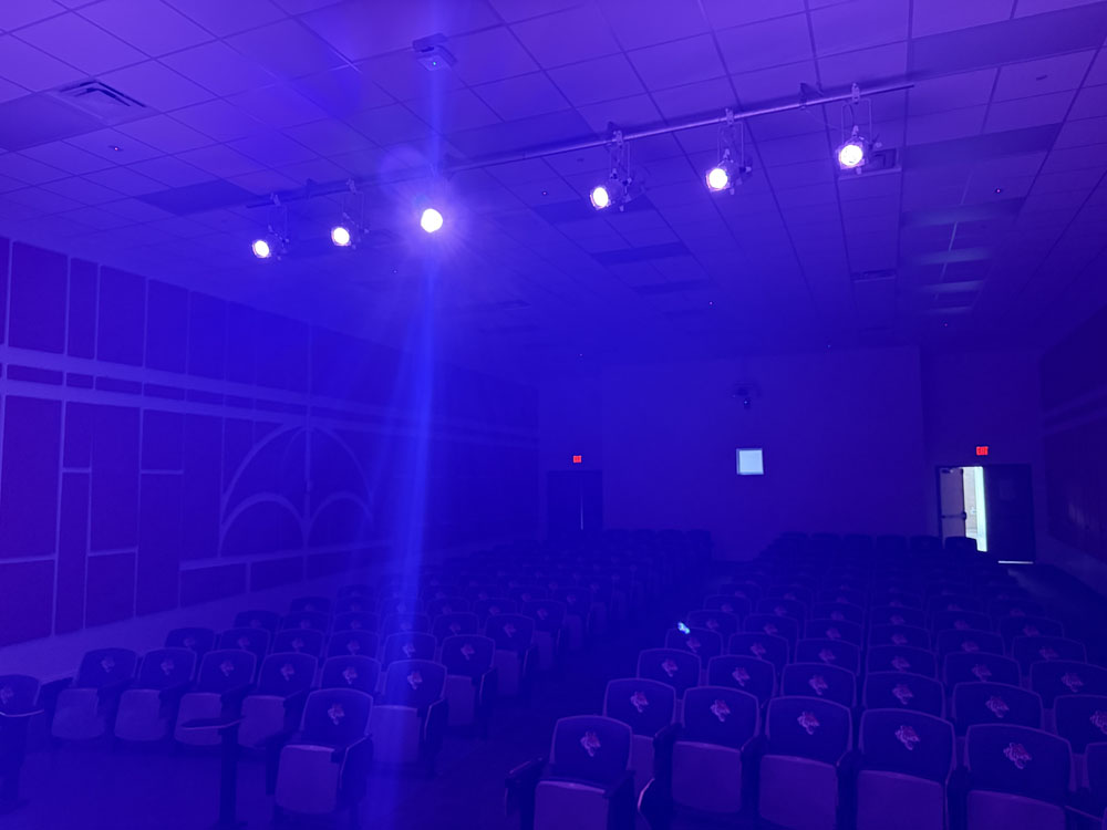 lights-from-stage Elmore Theatre - Savannah State University - new AV system and lighting