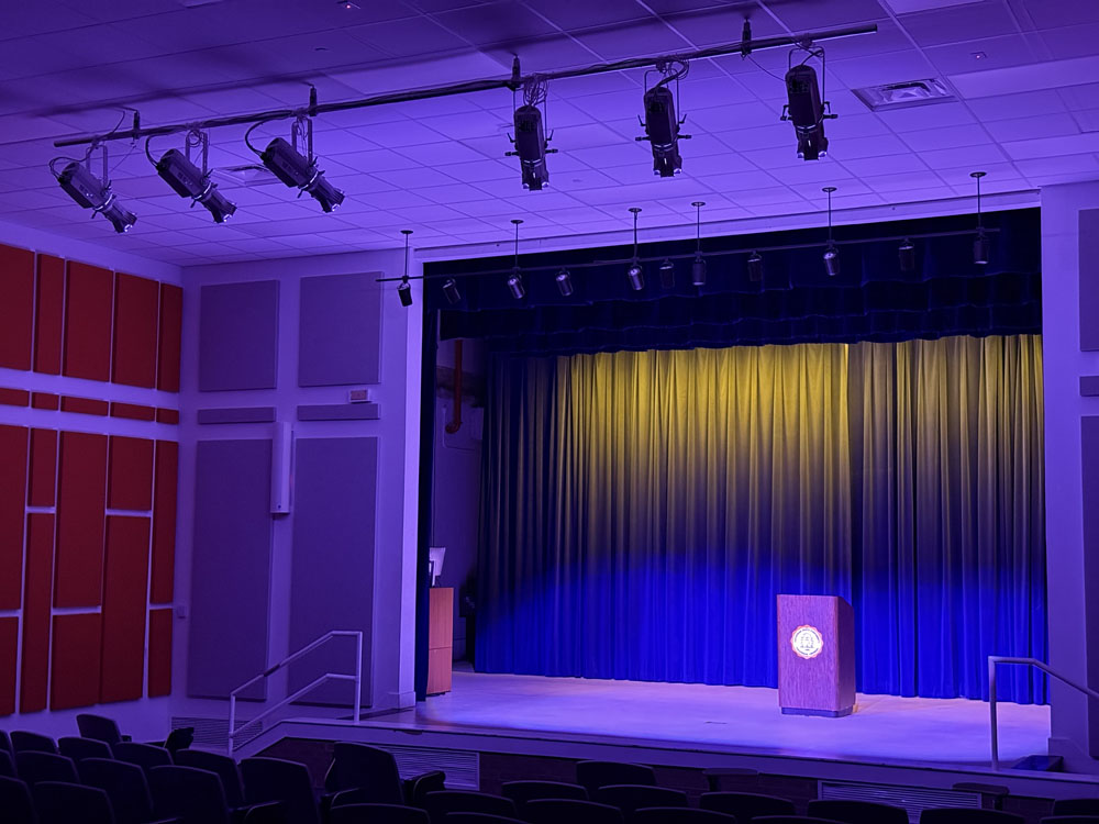 side-angle-stage Elmore Theatre - Savannah State University - new AV system and lighting